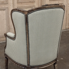 Pair Antique Louis XVI Style French Bergères ~ Armchairs in Walnut