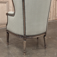 Pair Antique Louis XVI Style French Bergères ~ Armchairs in Walnut