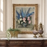 Antique Framed Oil Painting on Canvas by Lucien Hock (1899-1972), Floral Still Life in Delft Pot, Dated 1949