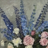 Antique Framed Oil Painting on Canvas by Lucien Hock (1899-1972), Floral Still Life in Delft Pot, Dated 1949