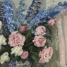 Antique Framed Oil Painting on Canvas by Lucien Hock (1899-1972), Floral Still Life in Delft Pot, Dated 1949