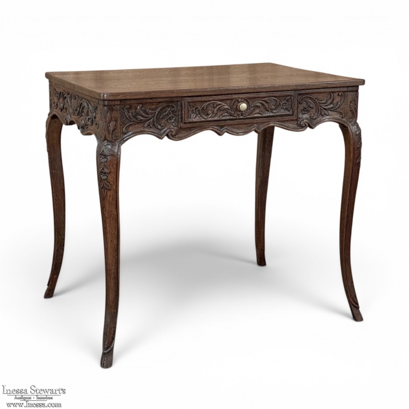18th Century Liégeois Louis XV Hand Carved Oak End Table