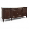 French Louis XVI Style Carrara Marble Top Mahogany Four Door Buffet