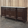 French Louis XVI Style Carrara Marble Top Mahogany Four Door Buffet