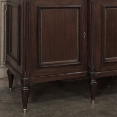 French Louis XVI Style Carrara Marble Top Mahogany Four Door Buffet