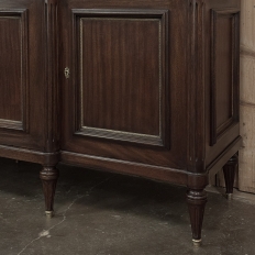 French Louis XVI Style Carrara Marble Top Mahogany Four Door Buffet