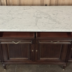 French Louis XVI Style Carrara Marble Top Mahogany Four Door Buffet