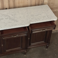 French Louis XVI Style Carrara Marble Top Mahogany Four Door Buffet