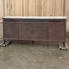 French Louis XVI Style Carrara Marble Top Mahogany Four Door Buffet