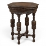 Antique Jacobean Style Octagonal End Table in Hand Waxed Oak