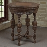 Antique Jacobean Style Octagonal End Table in Hand Waxed Oak