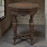 Antique Jacobean Style Octagonal End Table in Hand Waxed Oak