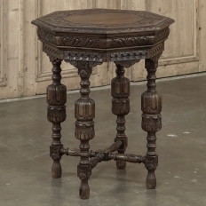 Antique Jacobean Style Octagonal End Table in Hand Waxed Oak