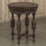 Antique Jacobean Style Octagonal End Table in Hand Waxed Oak