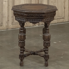 Antique Jacobean Style Octagonal End Table in Hand Waxed Oak