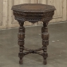 Antique Jacobean Style Octagonal End Table in Hand Waxed Oak