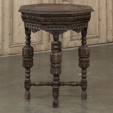 Antique Jacobean Style Octagonal End Table in Hand Waxed Oak