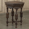 Antique Jacobean Style Octagonal End Table in Hand Waxed Oak