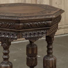 Antique Jacobean Style Octagonal End Table in Hand Waxed Oak