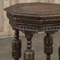 Antique Jacobean Style Octagonal End Table in Hand Waxed Oak