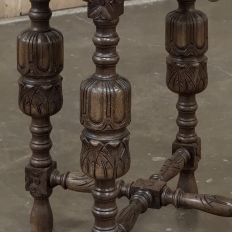Antique Jacobean Style Octagonal End Table in Hand Waxed Oak