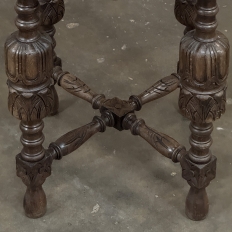 Antique Jacobean Style Octagonal End Table in Hand Waxed Oak