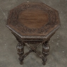 Antique Jacobean Style Octagonal End Table in Hand Waxed Oak