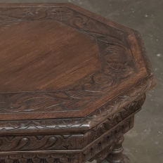 Antique Jacobean Style Octagonal End Table in Hand Waxed Oak