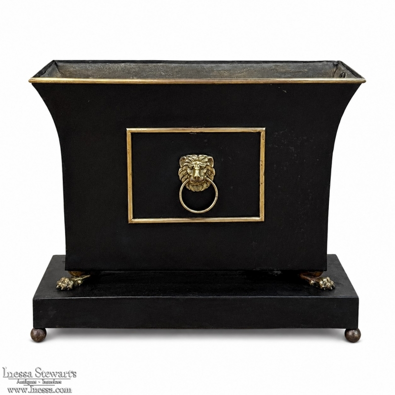 Napoleon III Period Large Tôle Jardinière with Gilded Brass Accents