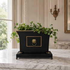 Napoleon III Period Large Tôle Jardinière with Gilded Brass Accents