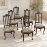 Set of 6 Antique Country French Liègeois Hand Carved Oak Dining Chairs with Needlepoint Tapestry