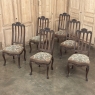 Set of 6 Antique Country French Liègeois Hand Carved Oak Dining Chairs with Needlepoint Tapestry