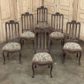 Set of 6 Antique Country French Liègeois Hand Carved Oak Dining Chairs with Needlepoint Tapestry