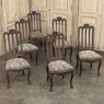 Set of 6 Antique Country French Liègeois Hand Carved Oak Dining Chairs with Needlepoint Tapestry