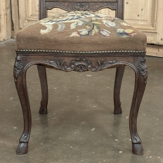 Set of 6 Antique Country French Liègeois Hand Carved Oak Dining Chairs with Needlepoint Tapestry