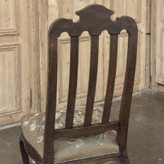 Set of 6 Antique Country French Liègeois Hand Carved Oak Dining Chairs with Needlepoint Tapestry