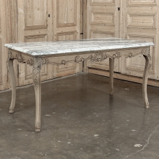 Antique 19th Century Louis XV Stripped Table with Marble Top