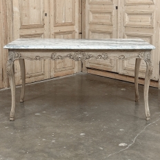 Antique 19th Century Louis XV Stripped Table with Marble Top
