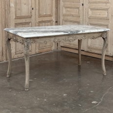 Antique 19th Century Louis XV Stripped Table with Marble Top