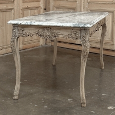 Antique 19th Century Louis XV Stripped Table with Marble Top