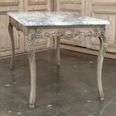 Antique 19th Century Louis XV Stripped Table with Marble Top