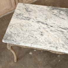 Antique 19th Century Louis XV Stripped Table with Marble Top