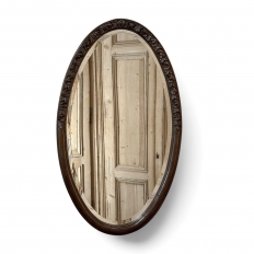 Art Deco Period Oak Carved Louis XVI Style Oval Mirror