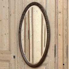 Art Deco Period Oak Carved Louis XVI Style Oval Mirror