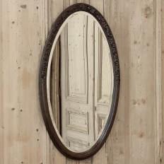 Art Deco Period Oak Carved Louis XVI Style Oval Mirror