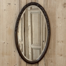 Art Deco Period Oak Carved Louis XVI Style Oval Mirror