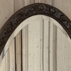 Art Deco Period Oak Carved Louis XVI Style Oval Mirror
