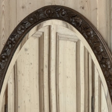 Art Deco Period Oak Carved Louis XVI Style Oval Mirror