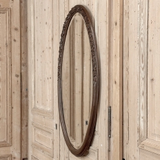 Art Deco Period Oak Carved Louis XVI Style Oval Mirror
