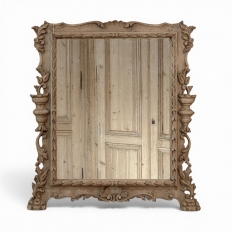 Antique Italian Hand-Carved Mirror in Stripped Walnut